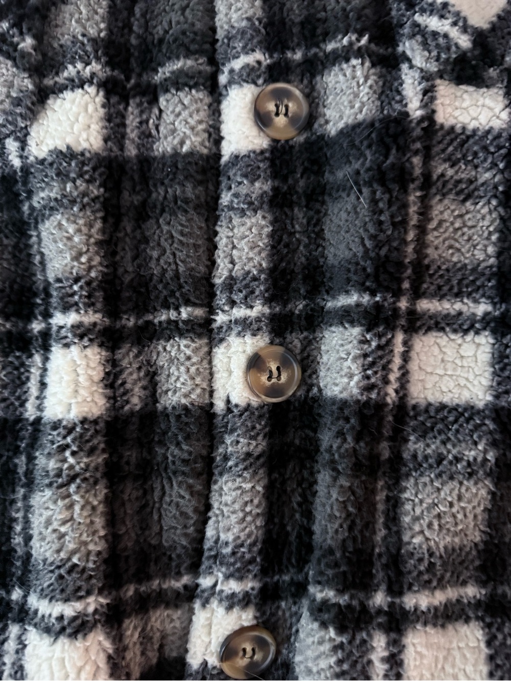 Black & White Plaid Fleece Jacket - Picture 3 of 4